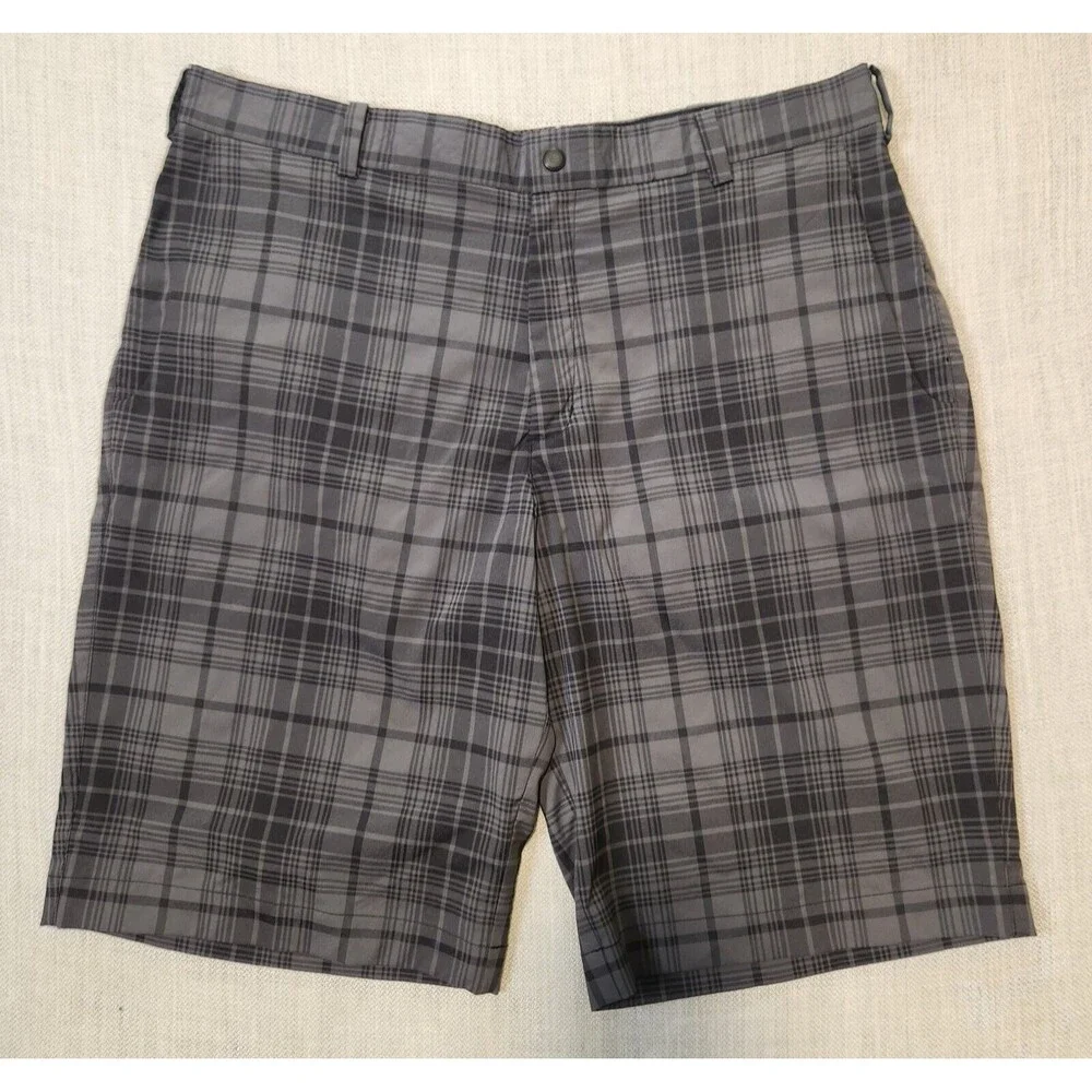 Nike Golf Shorts Dri Fit Tour Performance Plaid Flat Athletic Mens Size 36